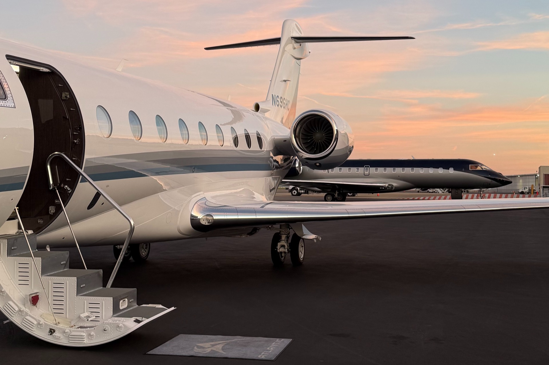 Private jet on ramp at sunset - Ascend Detail Aviation